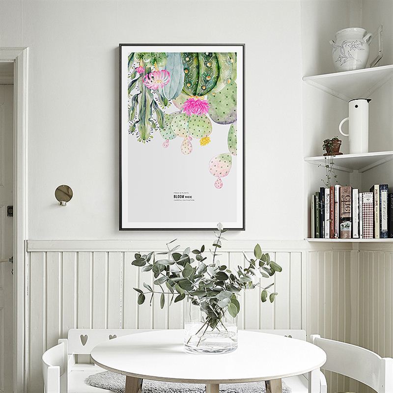 Poster mit nordischer Kaktusblüte im Topf – Leinwandbild