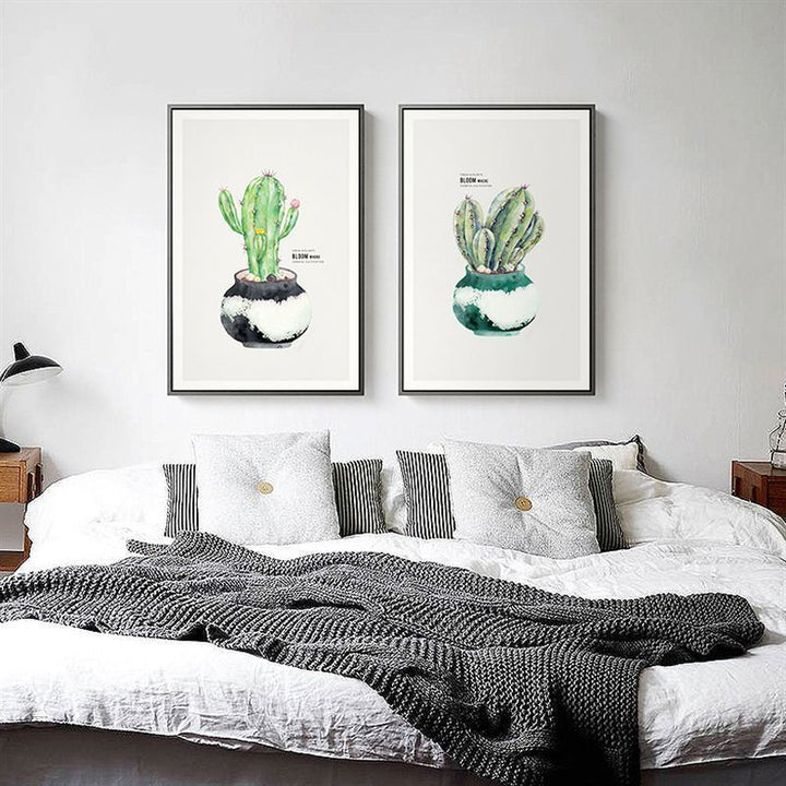 Poster mit nordischer Kaktusblüte im Topf – Leinwandbild