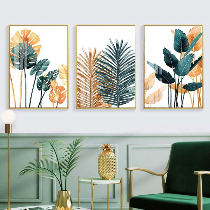 Modern tropische Pflanzen Blätter Druck Poster - Leinwand Wandkunst Malerei
