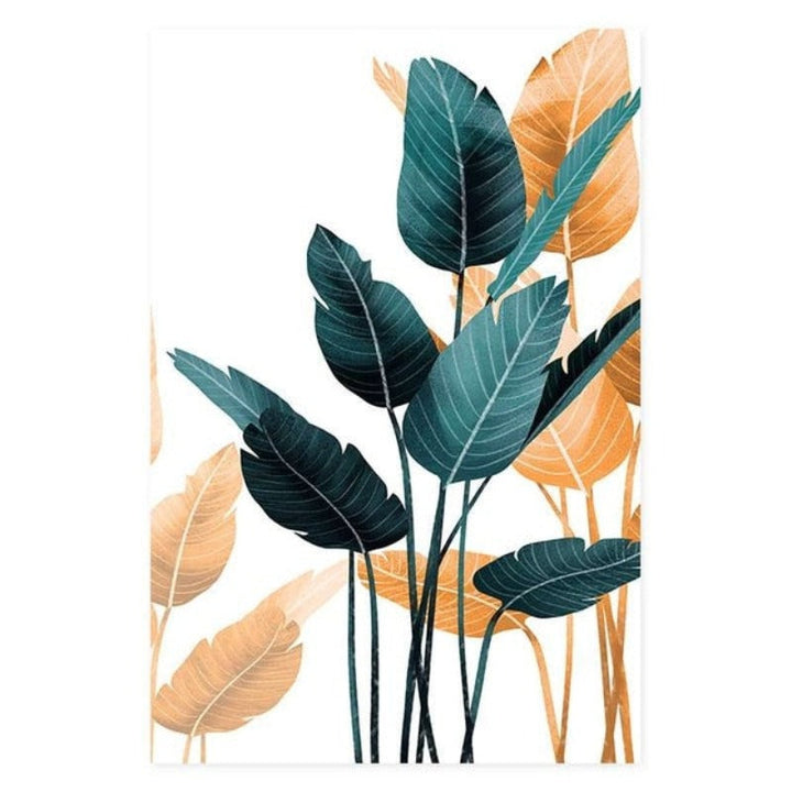 Modern tropische Pflanzen Blätter Druck Poster - Leinwand Wandkunst Malerei