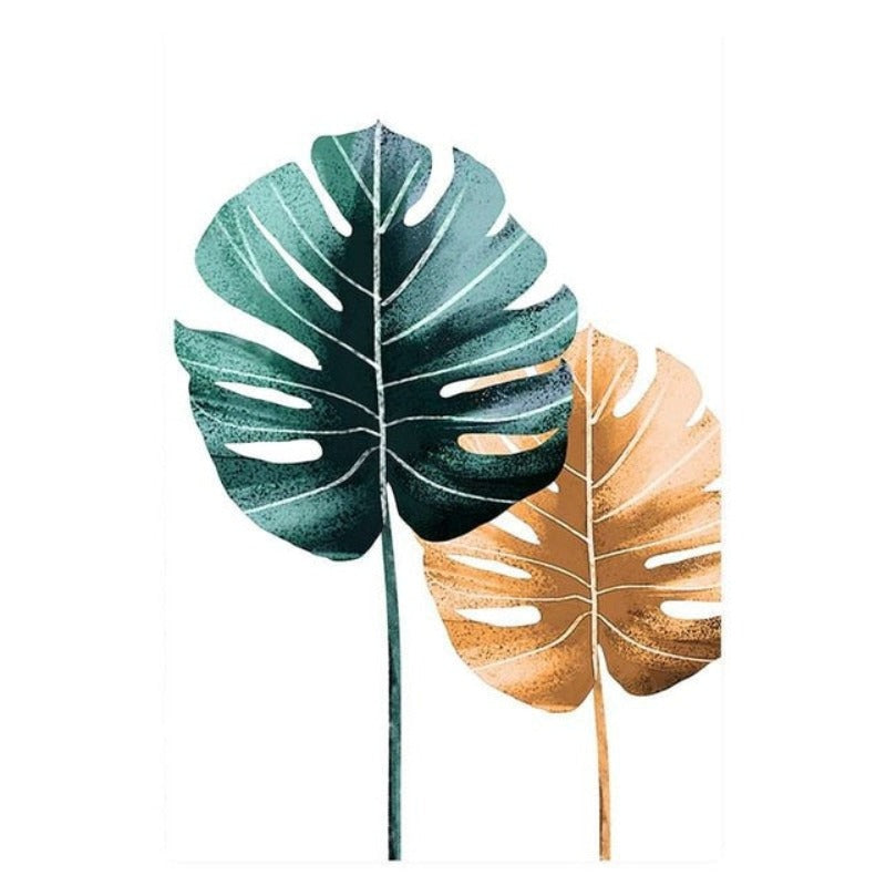 Modern tropische Pflanzen Blätter Druck Poster - Leinwand Wandkunst Malerei