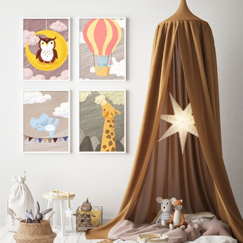 Cartoon Tiere Kinderzimmer - Leinwand Wandkunst Malerei