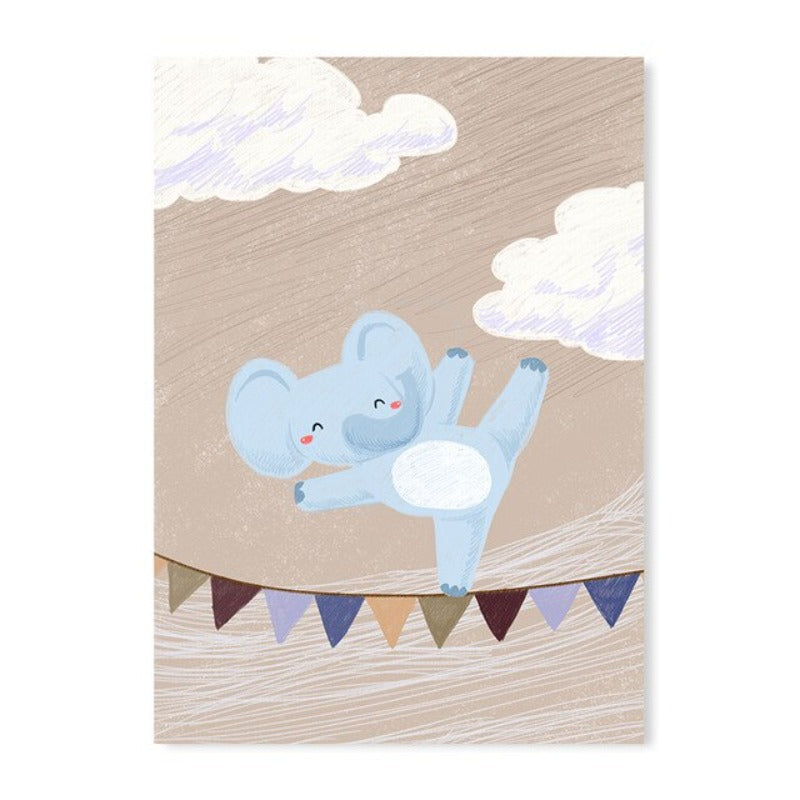 Cartoon Tiere Kinderzimmer - Leinwand Wandkunst Malerei
