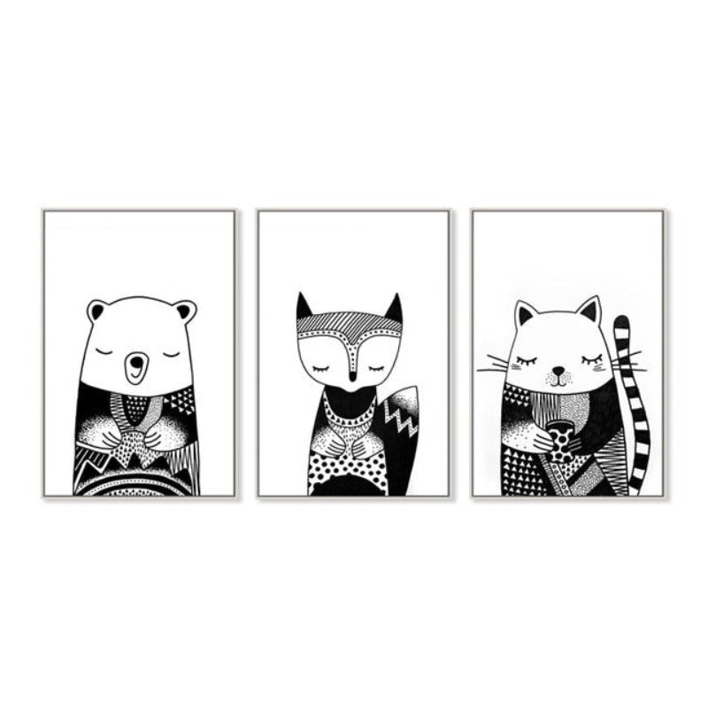 Waldbär, Fuchs, Katze – Leinwandbild
