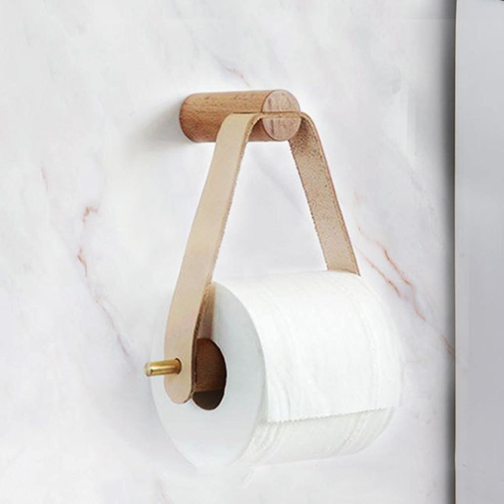 Hochwertiger Toilettenpapierhalter | Eiche & Kunstleder | Minimalistisches Badezimmerdesign