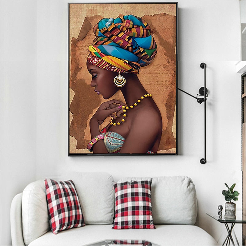 Afrikanische schwarze Frau - Leinwand Wandkunstgemälde