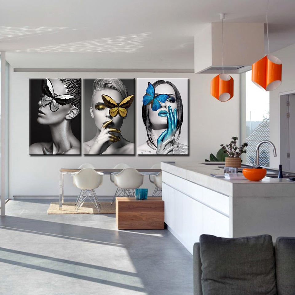 Butterfly Faces - Leinwand Wandkunst Malerei