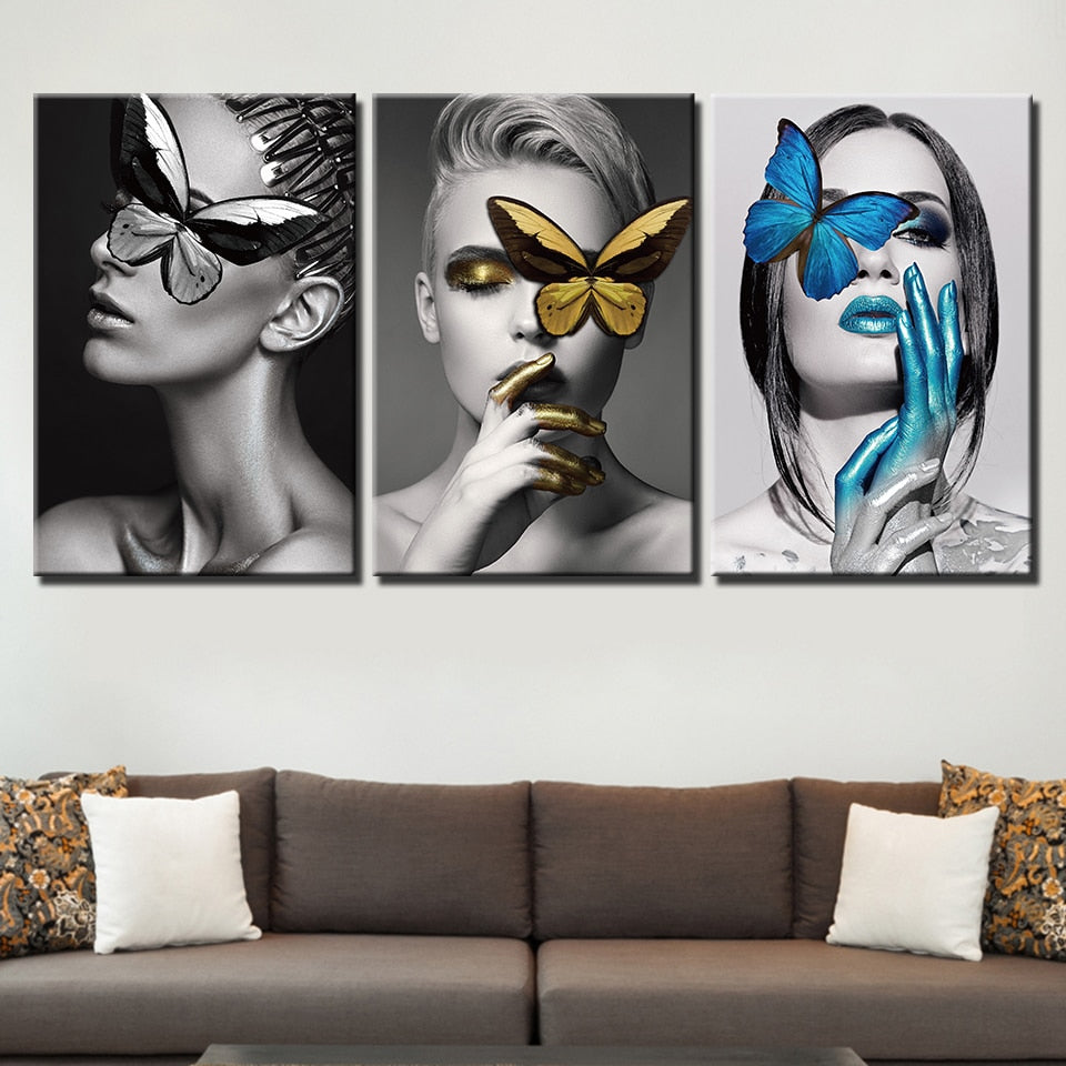 Butterfly Faces - Leinwand Wandkunst Malerei
