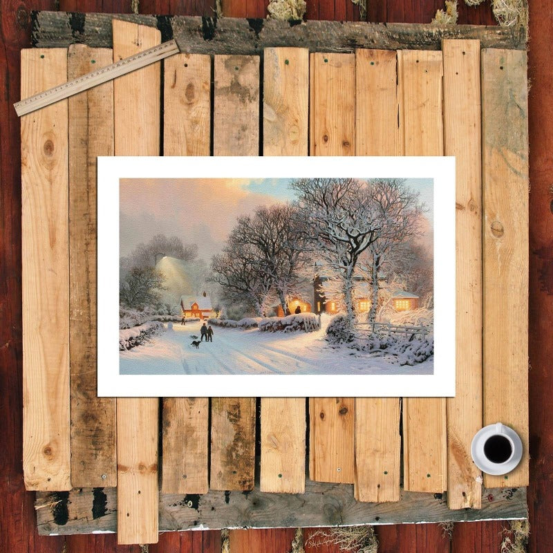 Vintage Winterdorf - Leinwandbild
