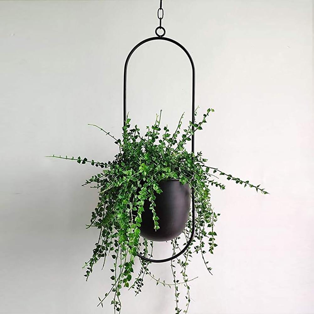 HaloRing Hängender Pflanzenhalter – Metall Hängeblumentopf für drinnen und draußen | Karnz