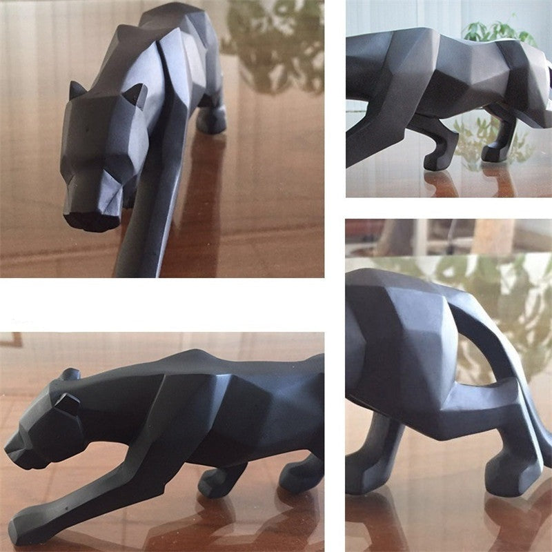 Moderne Harz Geometrische Schwarze Panther Skulptur | Karnz