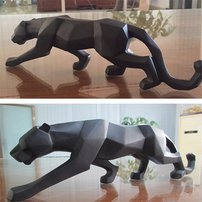 Moderne Harz Geometrische Schwarze Panther Skulptur | Karnz