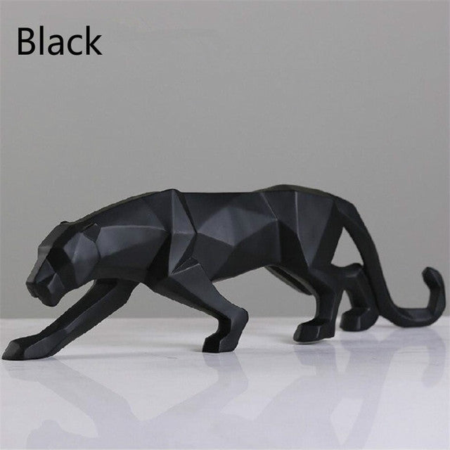Moderne Harz Geometrische Schwarze Panther Skulptur | Karnz