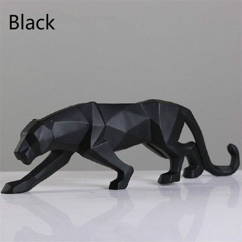 Moderne Harz Geometrische Schwarze Panther Skulptur | Karnz
