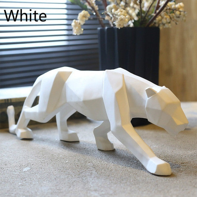 Moderne Harz Geometrische Schwarze Panther Skulptur | Karnz