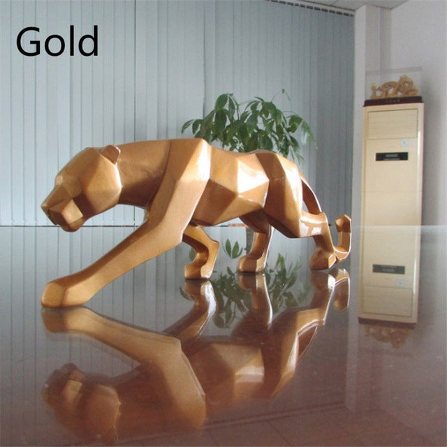 Moderne Harz Geometrische Schwarze Panther Skulptur | Karnz