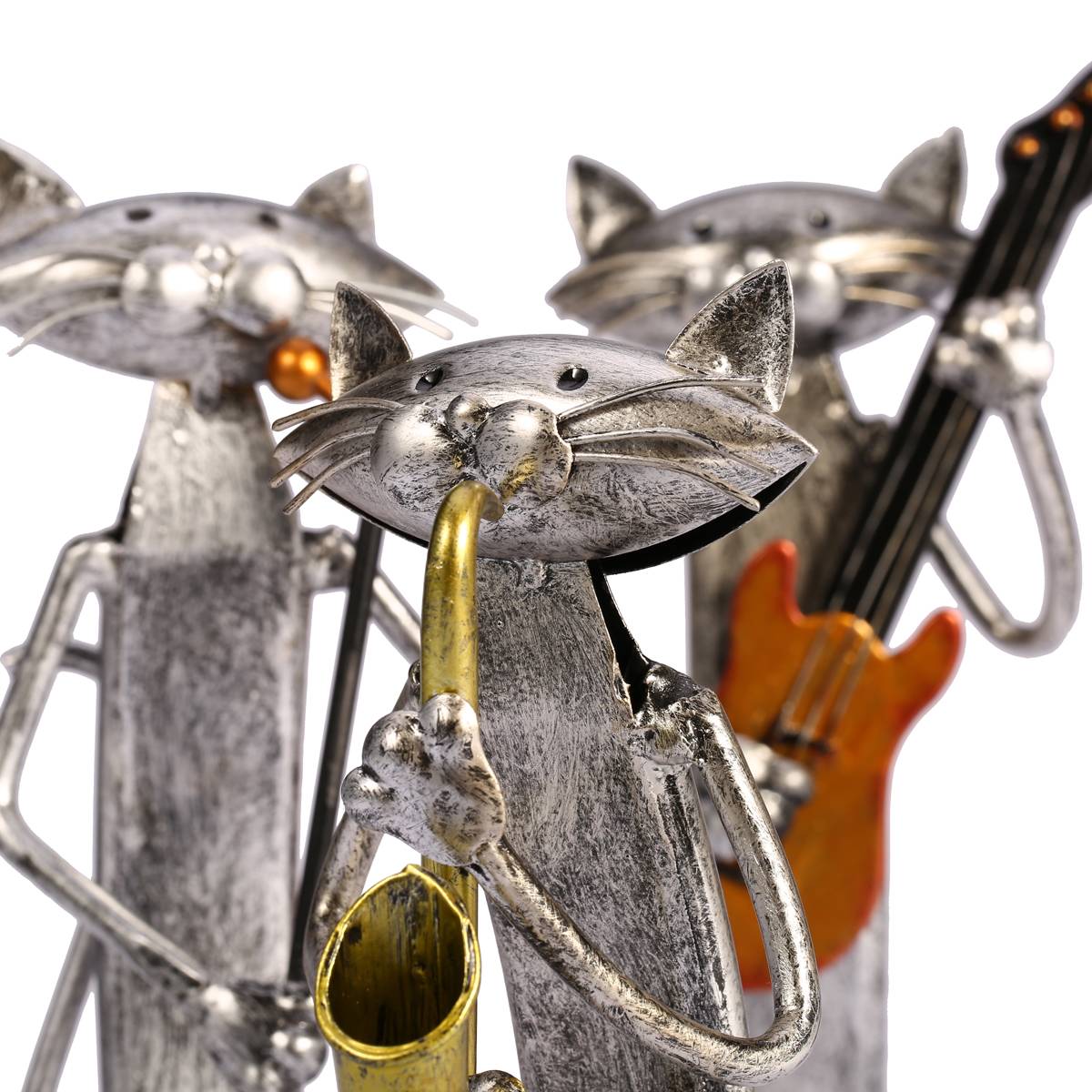 3 Mini Musiker Katzen Moderne Skulptur