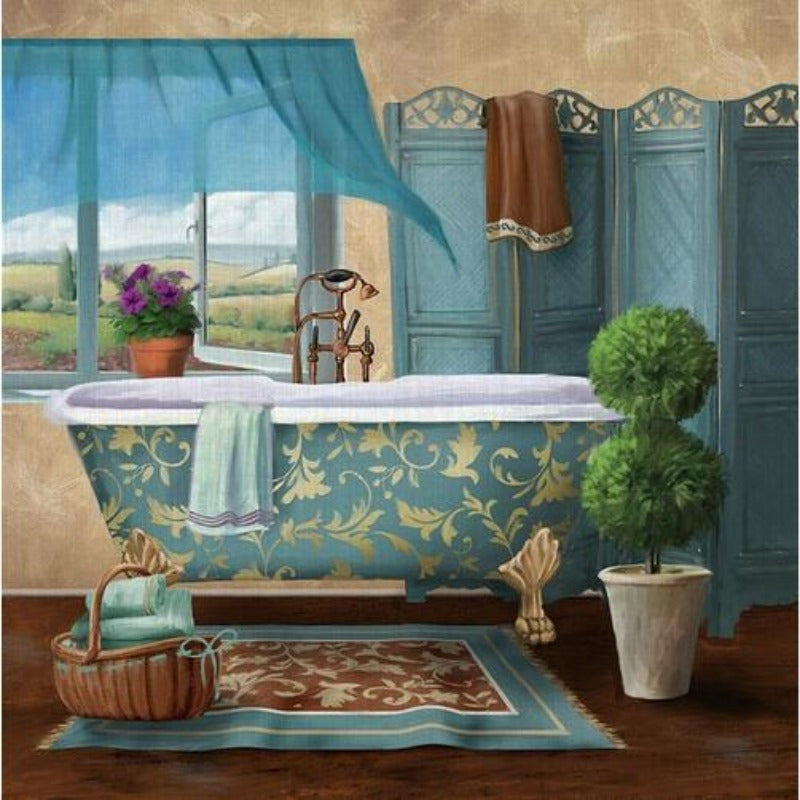 Modernes Retro-Badezimmer – Leinwandbild