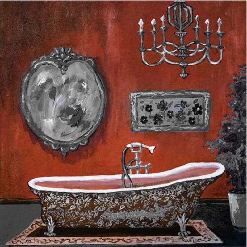 Modernes Retro-Badezimmer – Leinwandbild