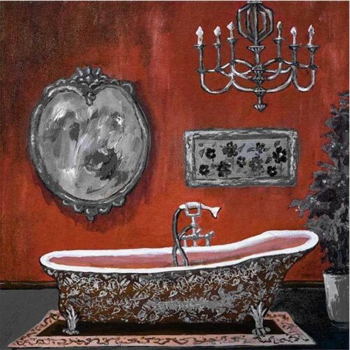 Modernes Retro-Badezimmer – Leinwandbild