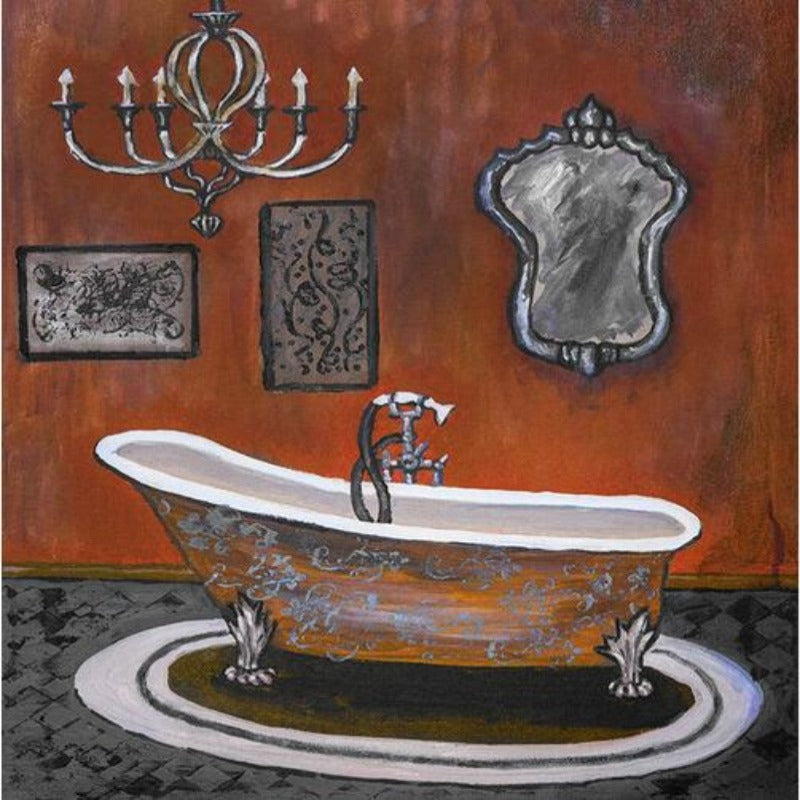 Modernes Retro-Badezimmer – Leinwandbild