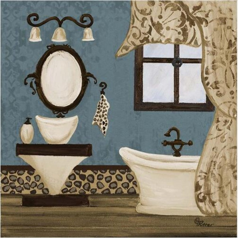 Modernes Retro-Badezimmer – Leinwandbild