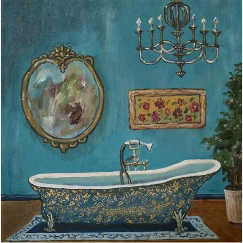 Modernes Retro-Badezimmer – Leinwandbild