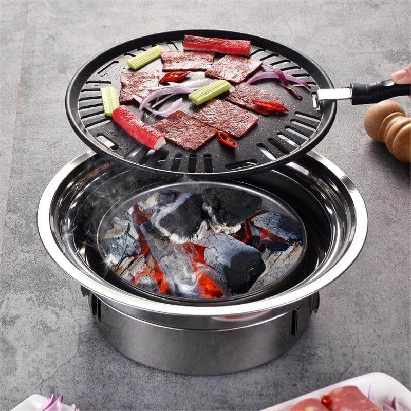 Portabler koreanischer Stil Edelstahl Holzkohle Camping Grill | Karnz