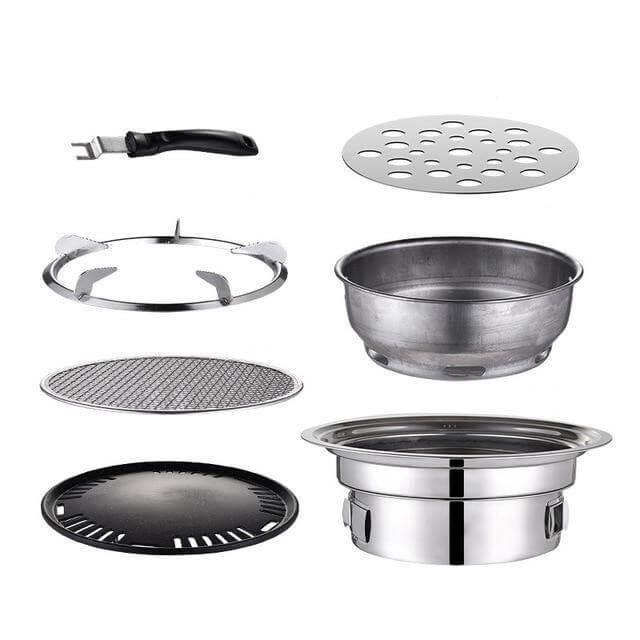 Portabler koreanischer Stil Edelstahl Holzkohle Camping Grill | Karnz