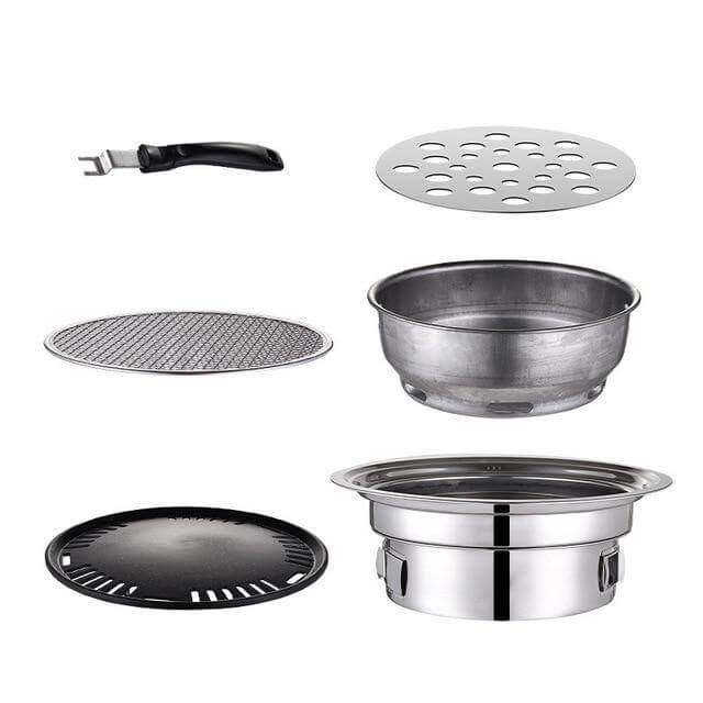 Portabler koreanischer Stil Edelstahl Holzkohle Camping Grill | Karnz