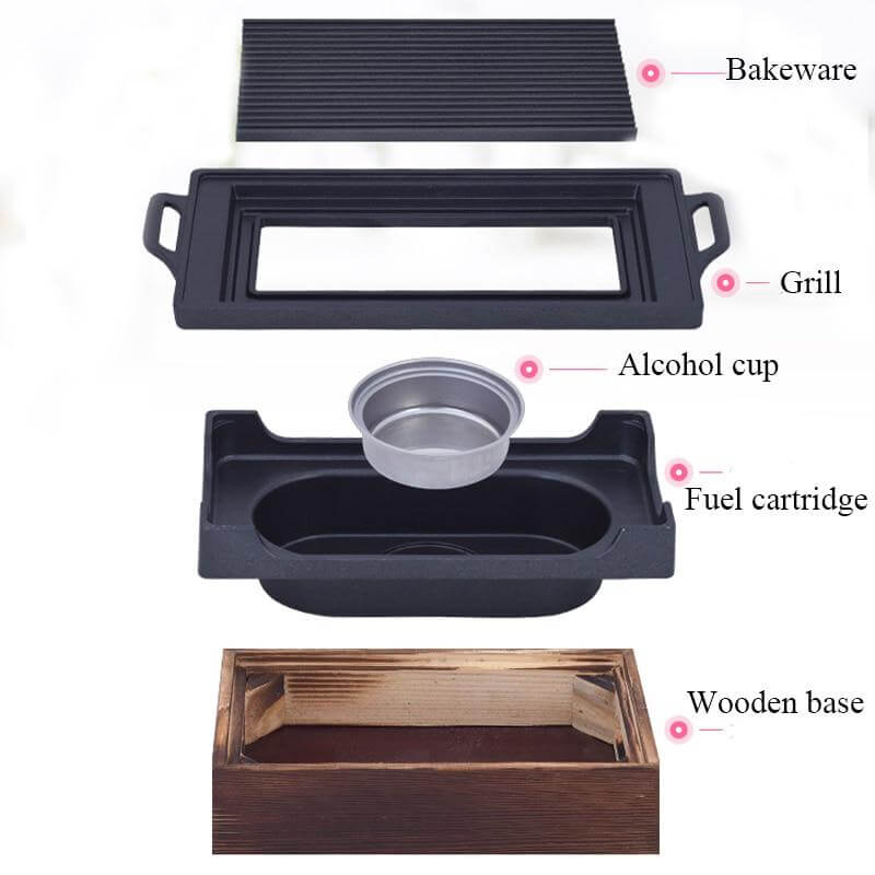 Raucharmer tragbarer japanischer Antihaft-BBQ-Grill | Karnz