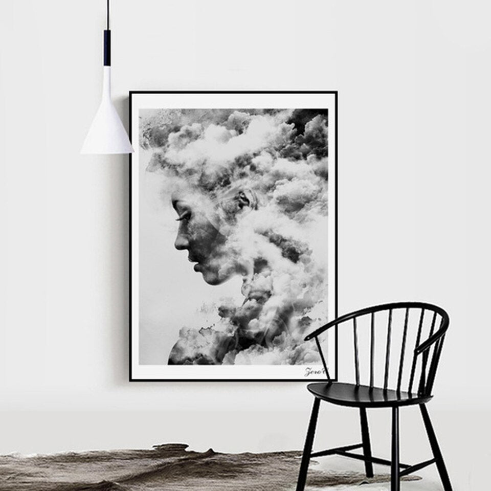 Schwarz und Weiß abstrakte Frauen - Leinwand Wandkunst Malerei