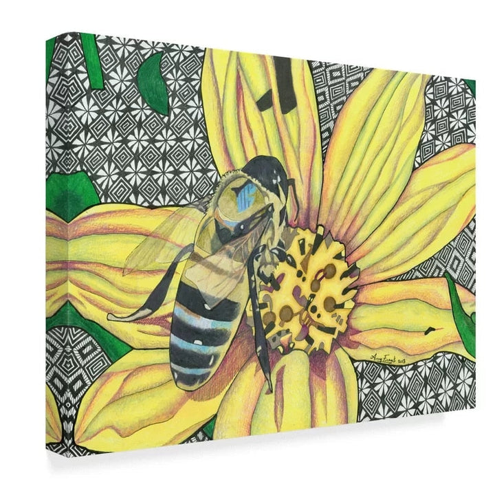 Gelbe Blume und Biene - Leinwandbild