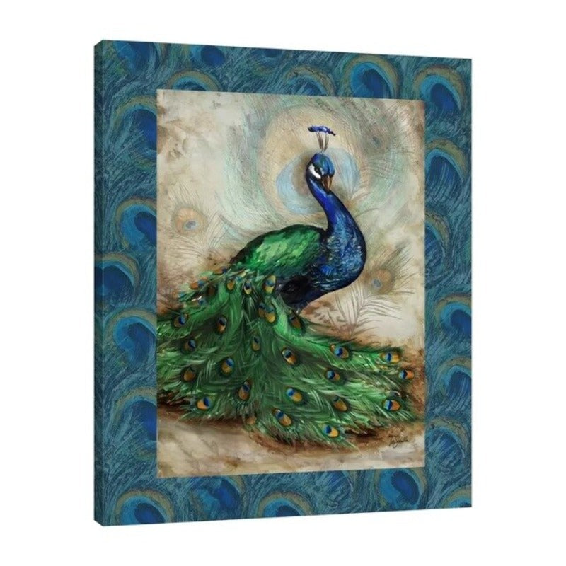 Blauer und Grüner Pfau - Leinwand Wandkunst Gemälde