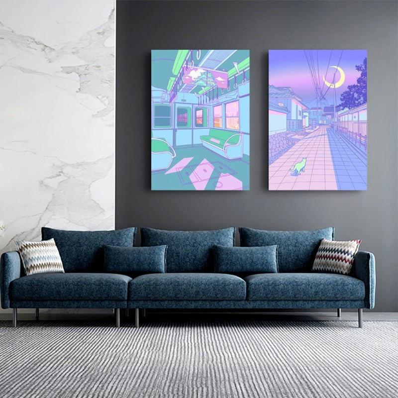 Cartoon Living - Wandkunst Leinwandmalerei