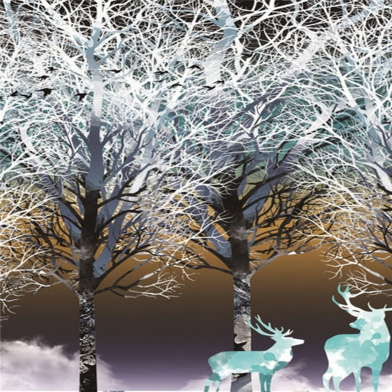 Atmosphärische Bäume - Leinwand Wandkunst Gemälde
