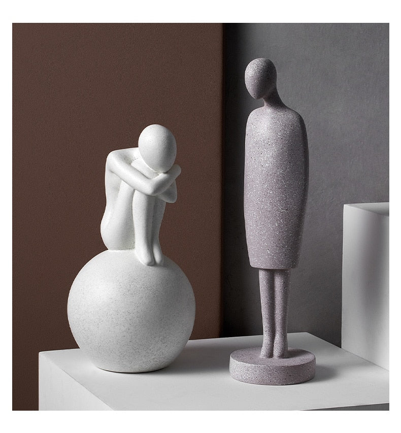 Nordic Abstract Thinker Harz Statue Skulptur | Karnz
