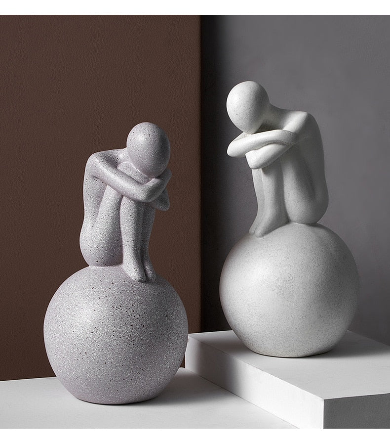 Nordic Abstract Thinker Harz Statue Skulptur | Karnz