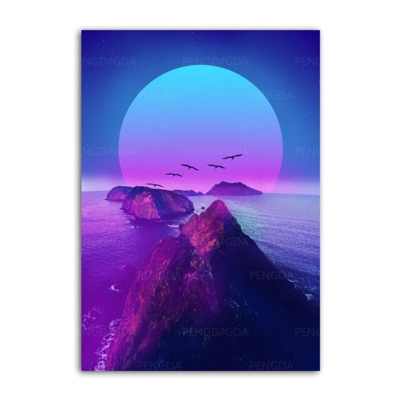 Synthwave Fuji - Leinwandbild