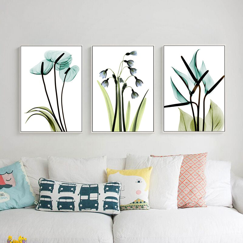Schwarz Umrandete Blumen - Leinwand Wandkunst Gemälde