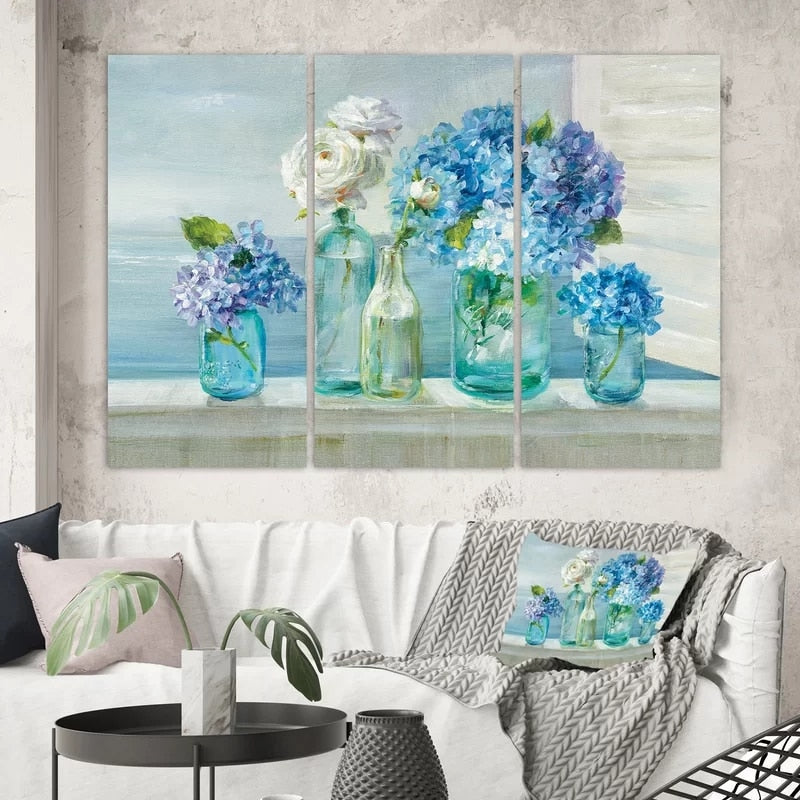 Blaue Blumen Zu Hause - Leinwand Wandkunst Gemälde