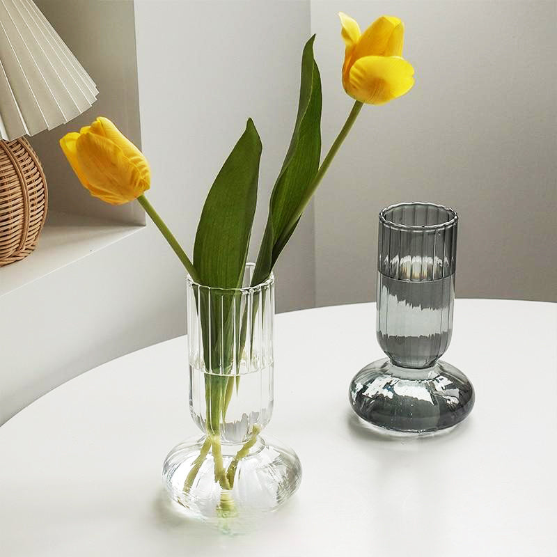 Glas gestreifter Zylinder-Vase | Karnz