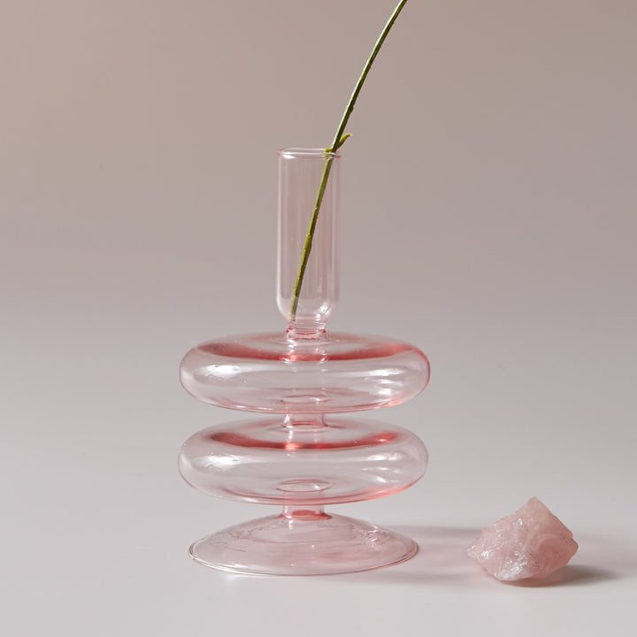 Moderner Glas-Teelichthalter-Babypink | Karnz