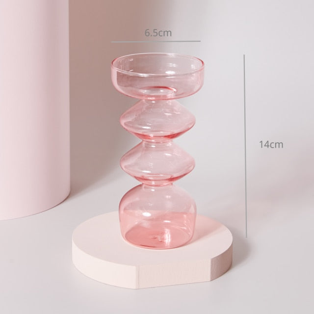 Moderner Glas-Teelichthalter-Babypink | Karnz
