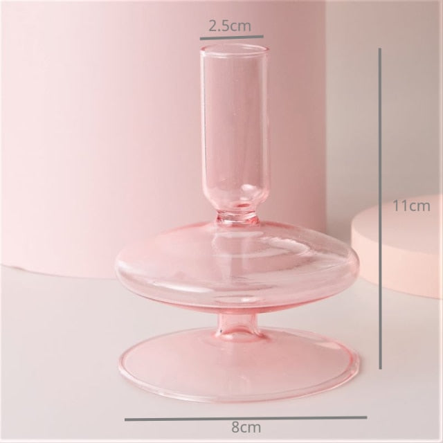 Moderner Glas-Teelichthalter-Babypink | Karnz