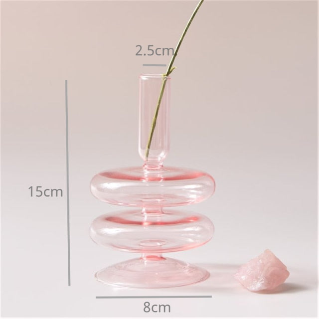 Moderner Glas-Teelichthalter-Babypink | Karnz