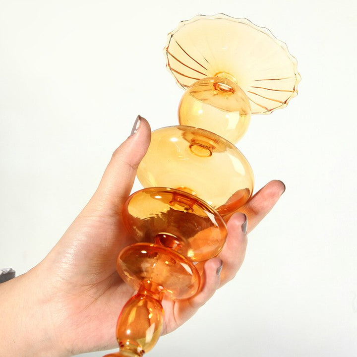 Moderner Glas Kerzenhalter-Orange | Karnz