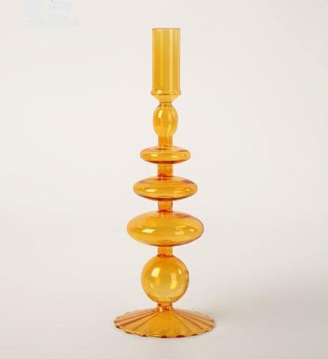 Moderner Glas Kerzenhalter-Orange | Karnz