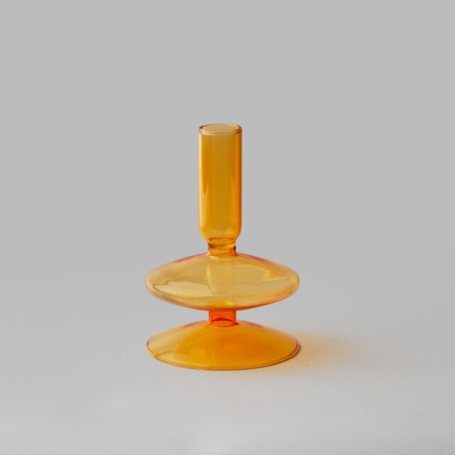 Moderner Glas Kerzenhalter-Orange | Karnz