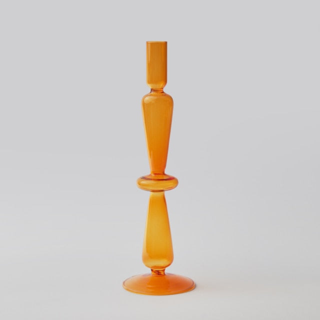 Moderner Glas Kerzenhalter-Orange | Karnz